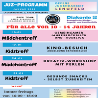 Veranstaltungen JUZ Januar 2025 (10-14 Jahre)