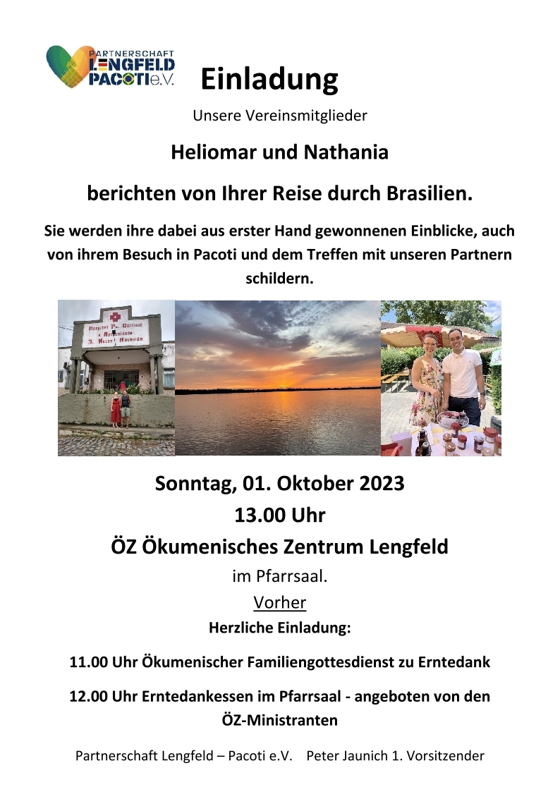 Plakat Vortrag Heliomar u. Nathania mit neuen Bildern